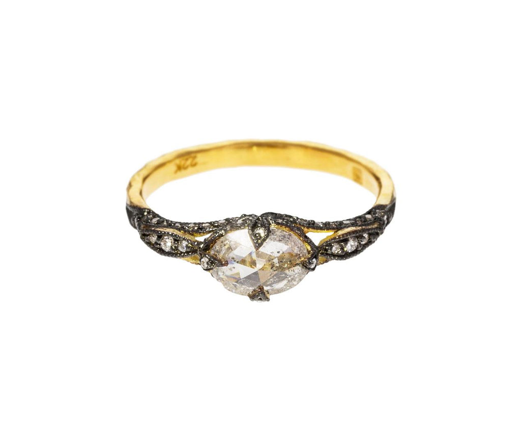 Rustic Diamond Petal Side Ring zoom 1_cathy_waterman_gold_diamond_petal_side_ring