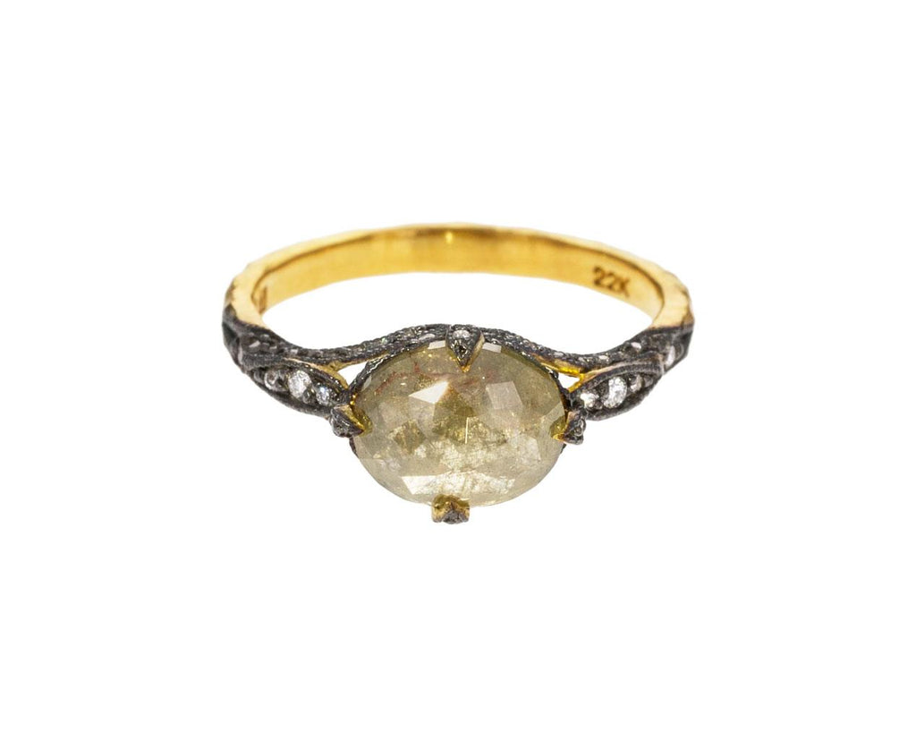 Rustic Diamond Petal Side Ring zoom 1_cathy_waterman_gold_diamond_petal_side_ring