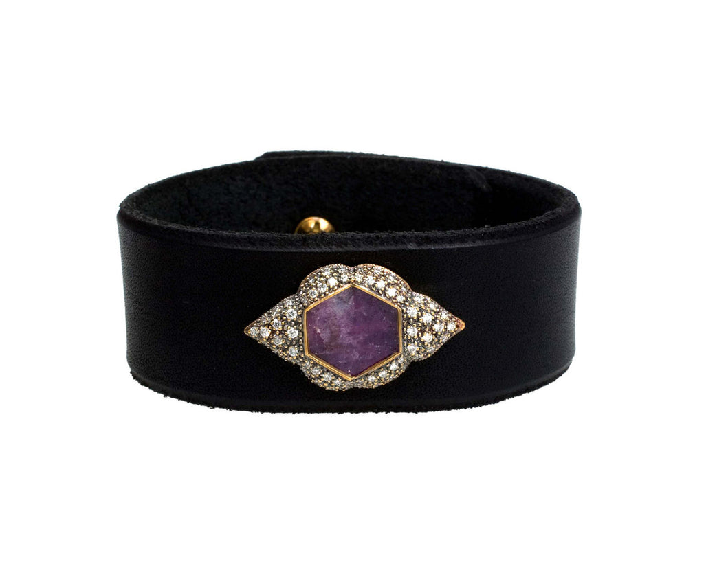 Ruby Slice Scallop Frame Leather Cuff zoom 1