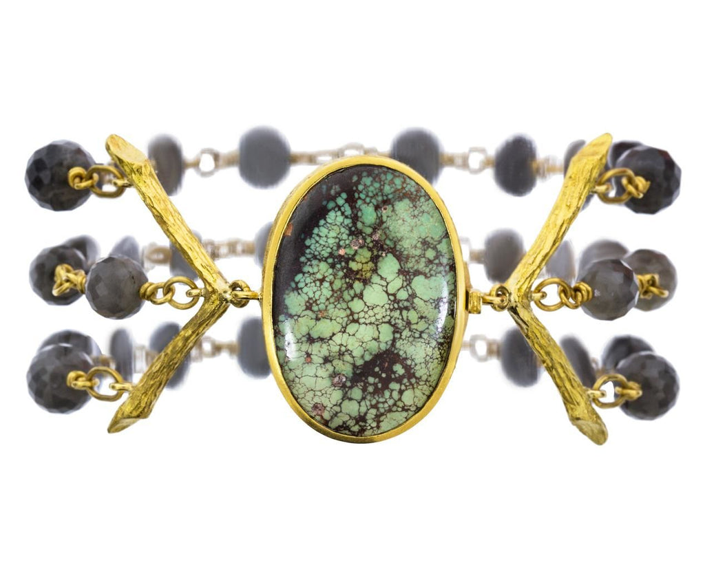Turquoise and Gray Quartz Triple Strand Bracelet zoom 1_cathy_waterman_turquoise_grey_quartz_bracelet