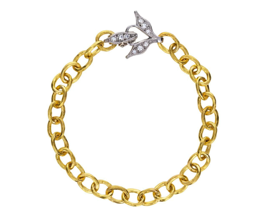 Gold Link and Diamond Wheat Clasp Bracelet zoom 1_cathy_waterman_gold_platinum_diamond_wheat_brace