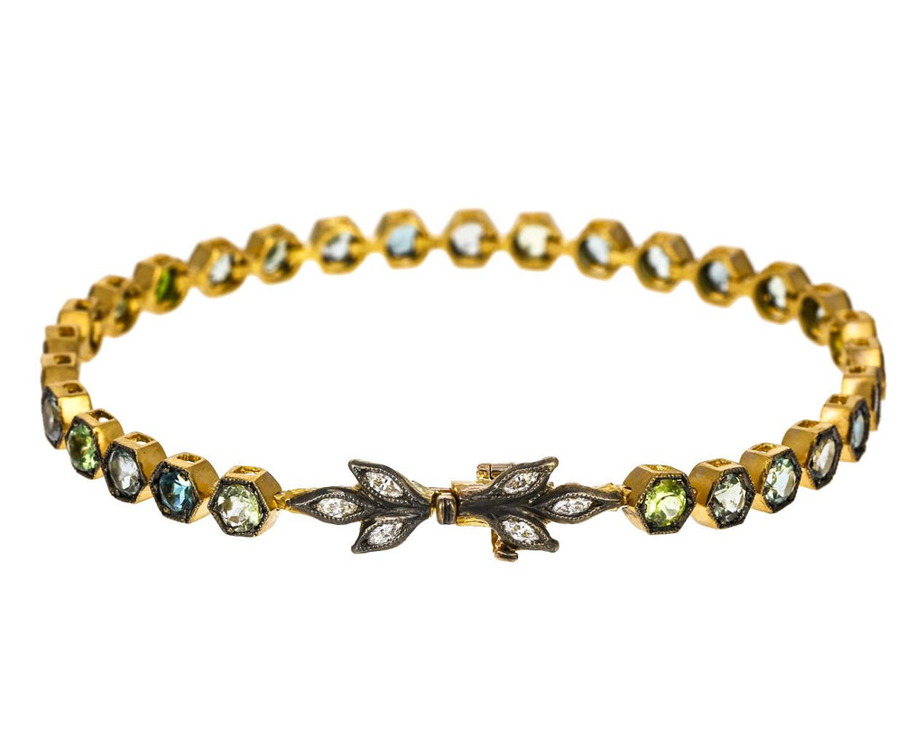 Blue Green Tourmaline Marquise Leaf Tennis Bracelet zoom 1_cathy_waterman_gold_diamond_tourmaline_tennis_br