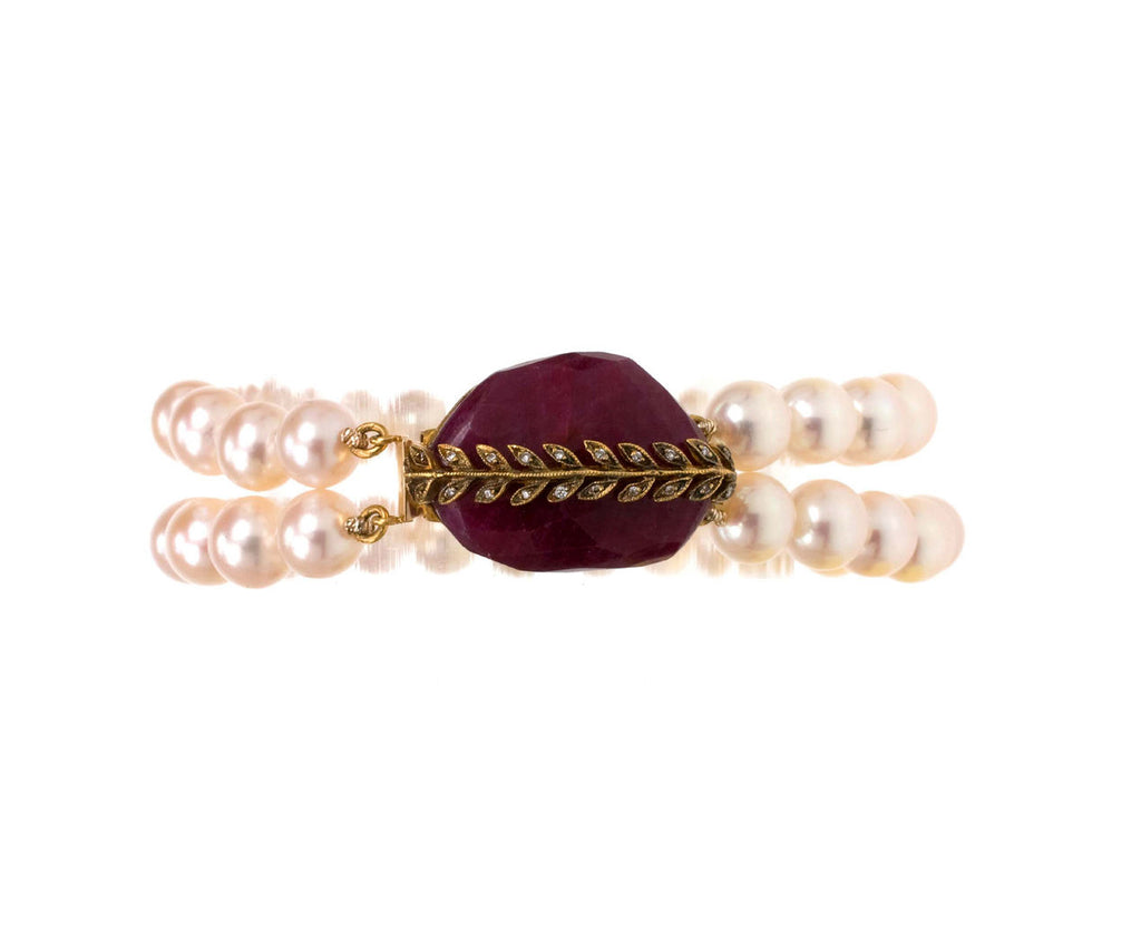 Ruby Wheat Overlay Pearl Bracelet zoom 1