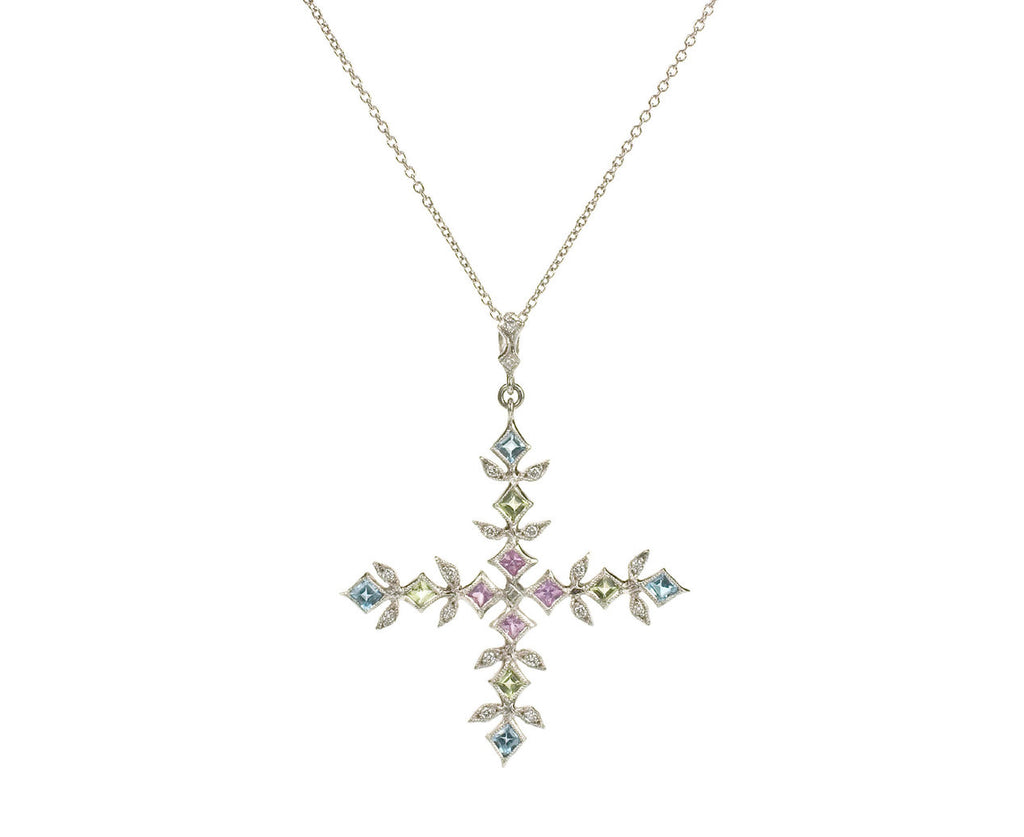 Sapphire Wheat Cross Charm zoom 1