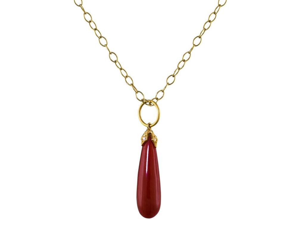 Dark Coral Crusader Cap Charm Pendant zoom 1_cathy_waterman_necklace