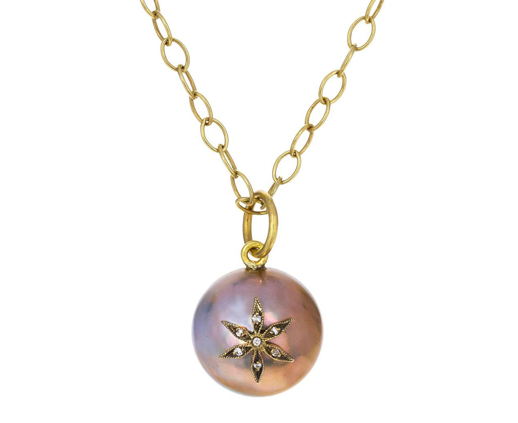 Mab� Pearl and Diamond Star Charm Pendant ONLY zoom 1_cathy_waterman_gold_pearl_blackened_star_charm