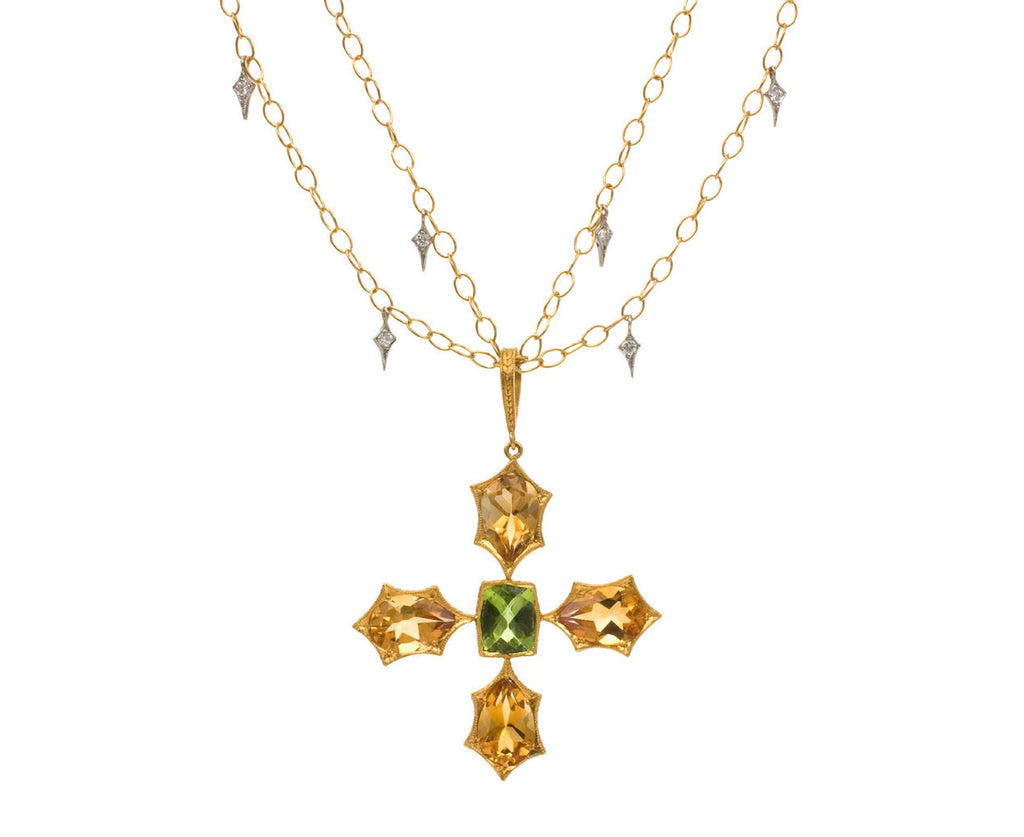 Citrine and Peridot Jeweled Charm Pendant zoom 1