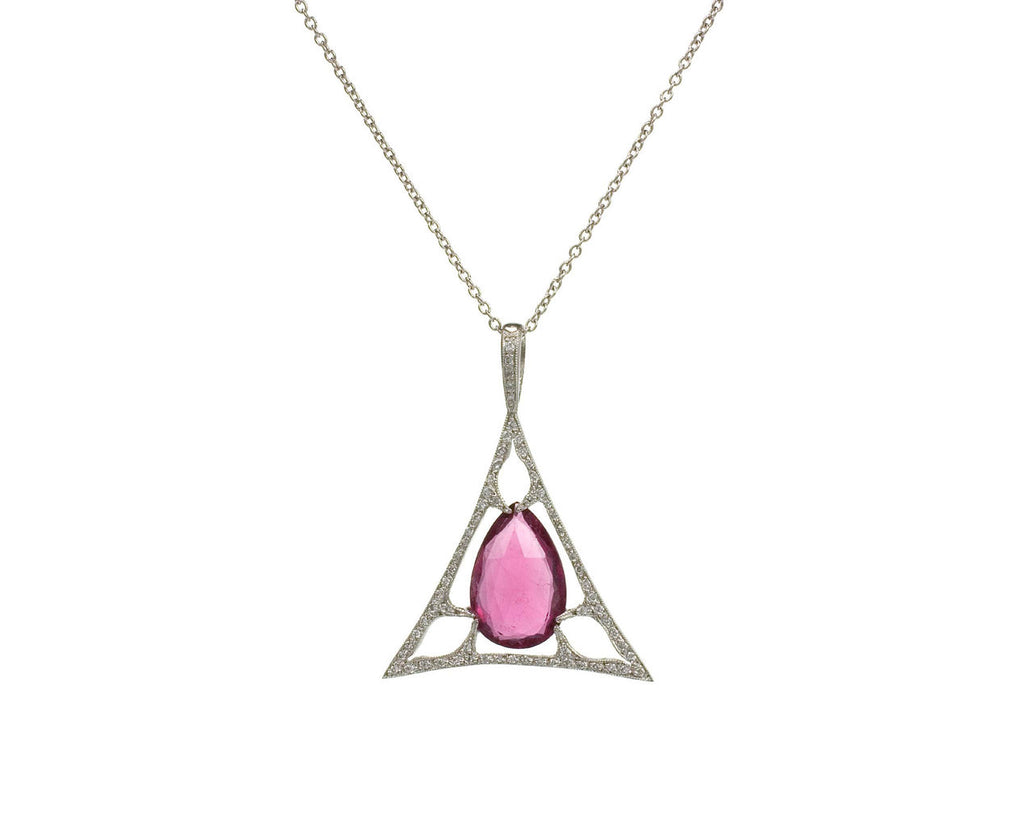 Pink Tourmaline and Diamond Triangle Charm zoom 1