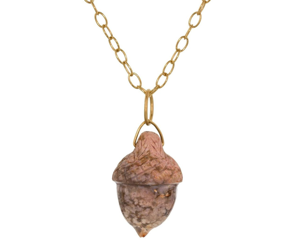 Fossilized Wood Acorn Charm Pendant zoom 1