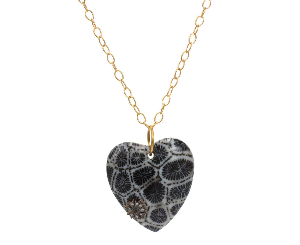 Fossilized Coral Heart Pendant zoom 1