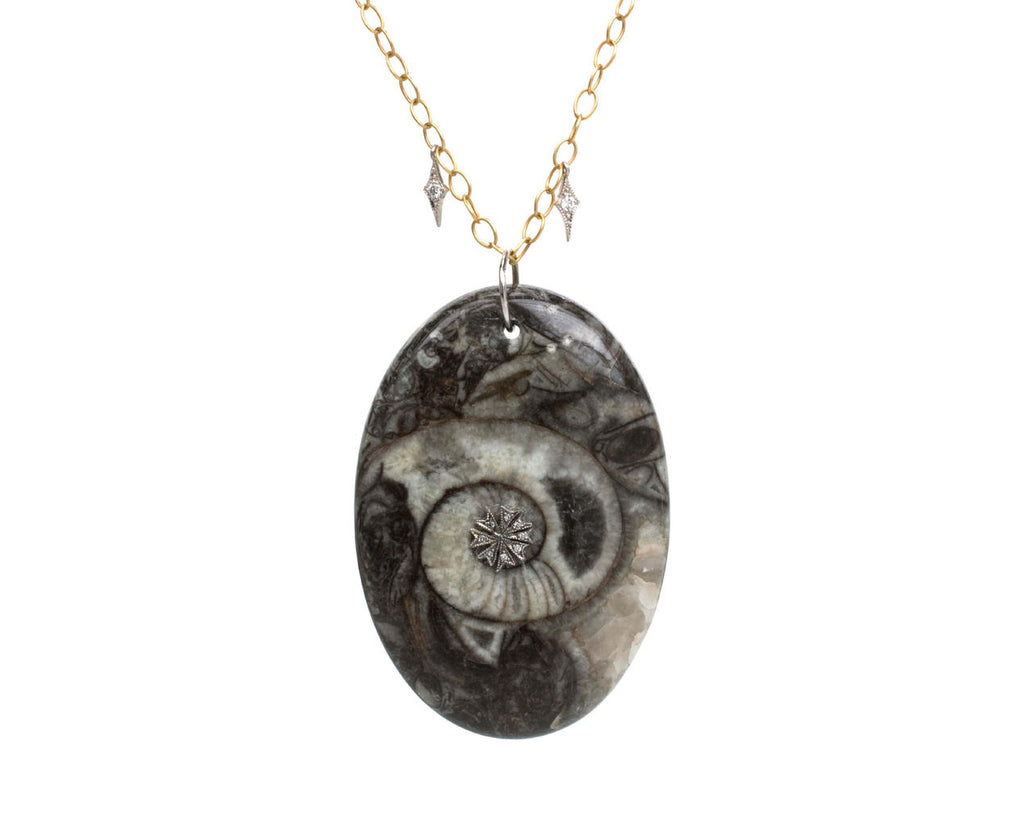 Fossilized Ammonite Flower Appliqu� Pendant zoom 1