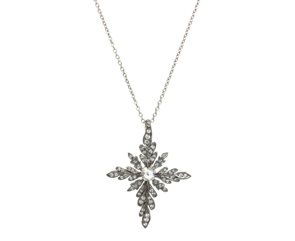 Moghul Diamond Leaf Cross Pendant zoom 1