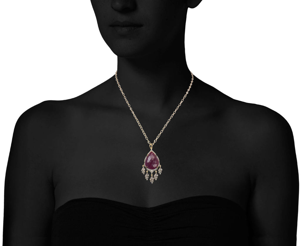 Ruby Leaf Drop Charm Pendant zoom 9
