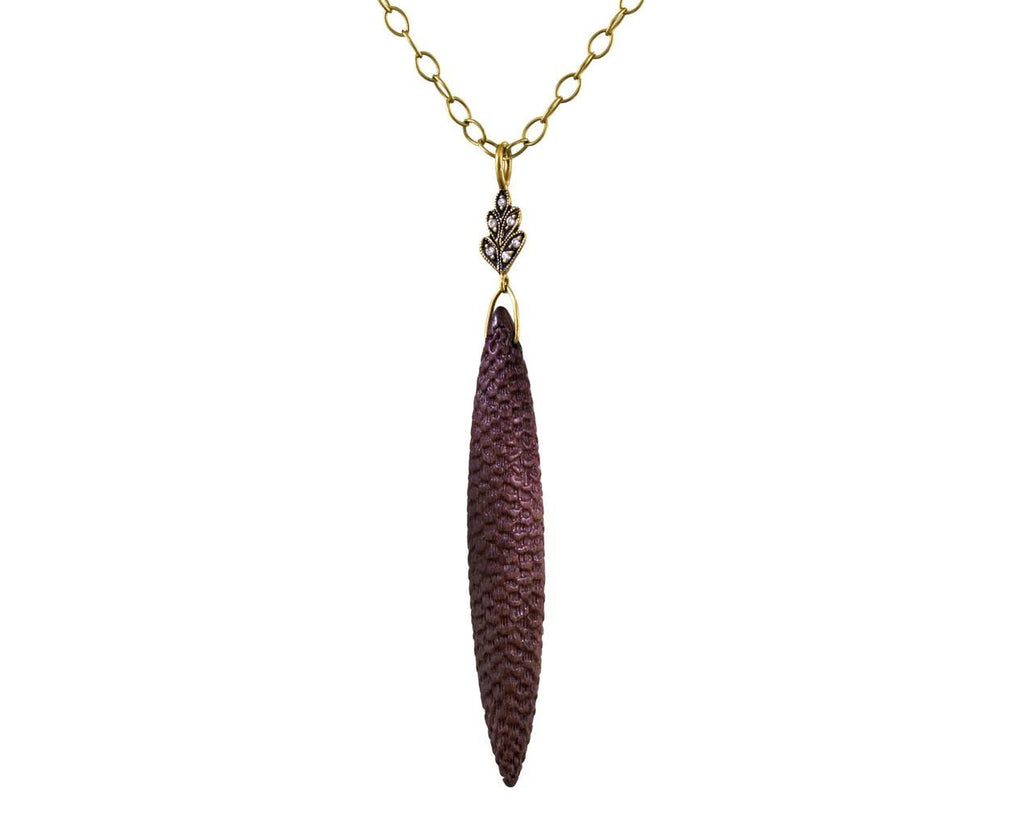 Fossilized Wood Diamond Leaf Top Charm Pendant ONLY zoom 1_cathy_waterman_necklace