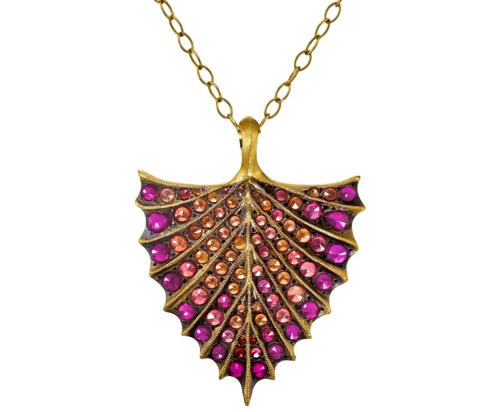 Ruby and Orange Sapphire Shield Pendant zoom 1