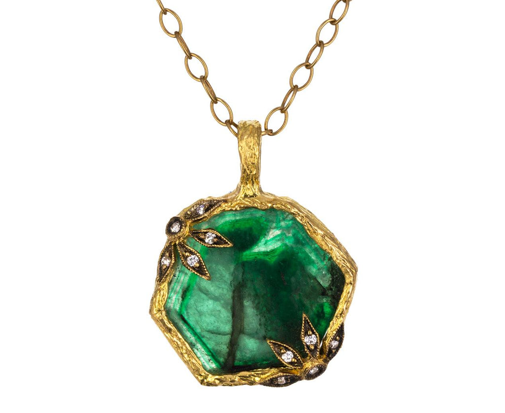 Emerald Slice Branch and Flower Charm ONLY zoom 1_cathy_waterman_gold_diamond_emerald_slice_branch