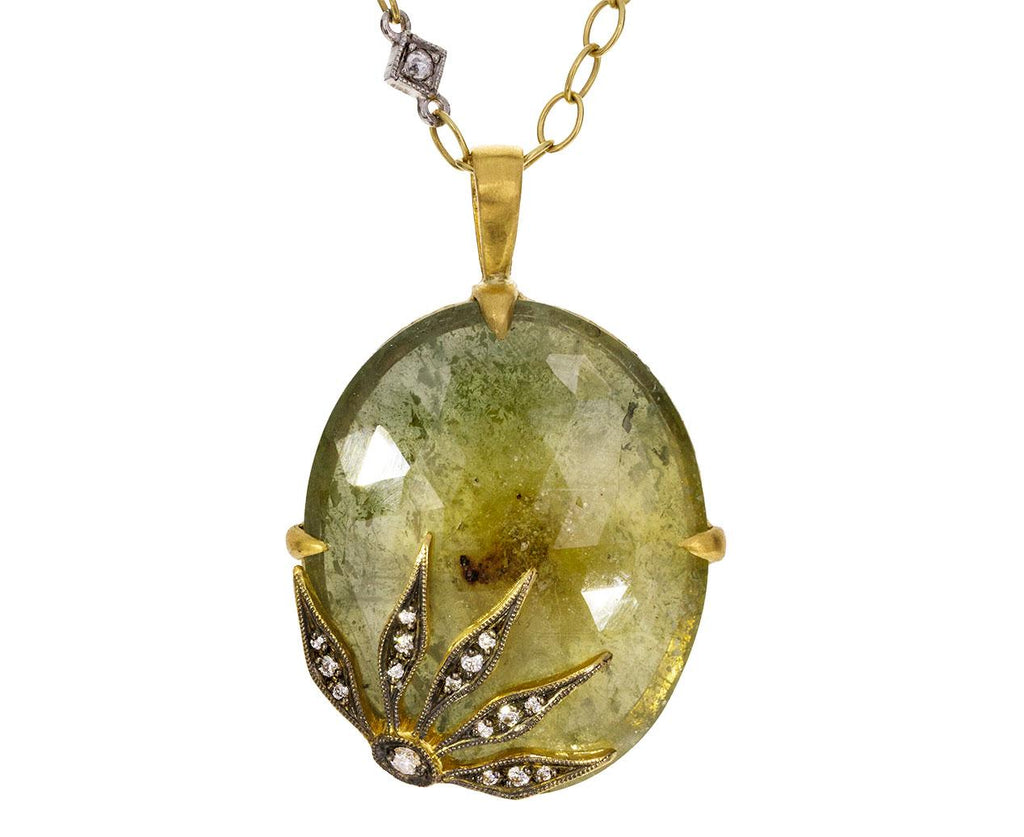 Green Sapphire Diamond Flower Overlay Pendant ONLY zoom 2_cathy_waterman_sapphire_diamond_leaf_overlay_pen