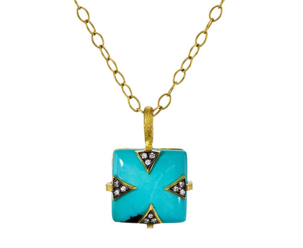 Turquoise Arrow Prong Charm Pendant (Pendant ONLY) zoom 1_cathy_waterman_gold_diamond_turquoise_arrow_char