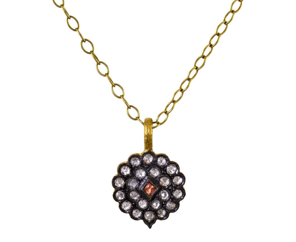 Apricot Sapphire and Diamond Lace Edged Pendant (ONLY) zoom 1_cathy_waterman_necklace