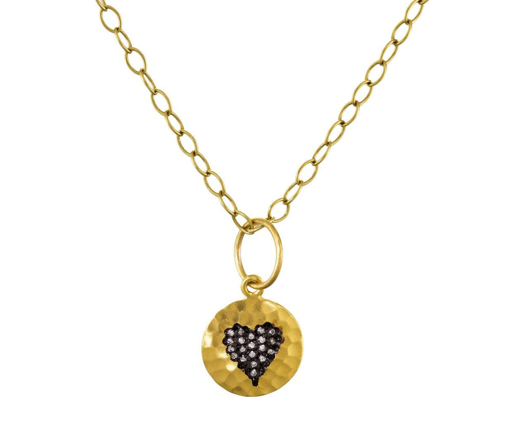 Hammered Diamond Heart Charm Pendant zoom 1_cathy_waterman_hammered_gold_diamond_heart_charm