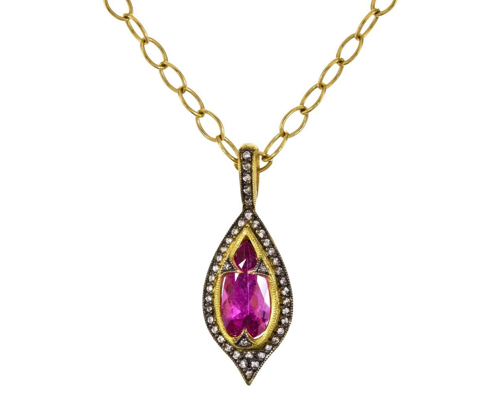 Pink Tourmaline and Diamond Jeweled Thorn Charm Pendant  zoom 1_cathy_waterman_gold_diamond_tourmaline_jeweled_t