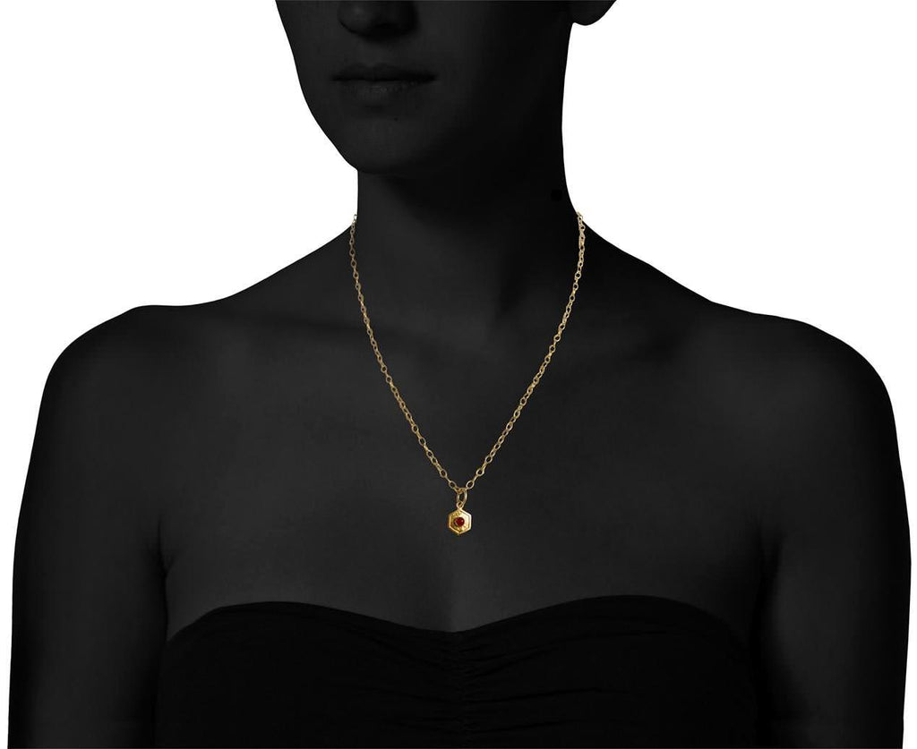 Fire Opal Hexagonal Shield Charm Pendant ONLY zoom 9_cathy_waterman_gold_fire_opal_hexagonal_shield_c