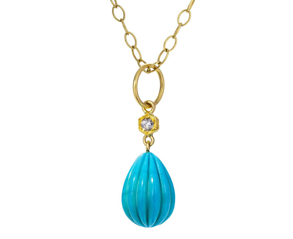 Carved Turquoise and Diamond Charm Pendant ONLY zoom 1_cathy_waterman_gold_diamond_carved_turquoise_cha