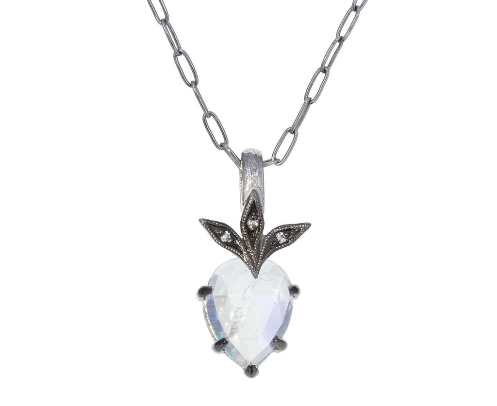 Rainbow Moonstone Leafy Charm Pendant ONLY zoom 1_cathy_waterman_platinum_diamond_moonstone_leafy_