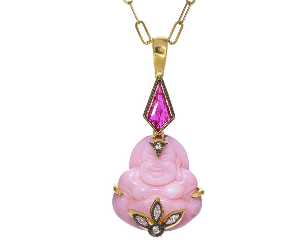 Pink Opal and Ruby Buddha Charm Pendant ONLY zoom 1_cathy_waterman_gold_diamond_ruby_opal_buddha_cha