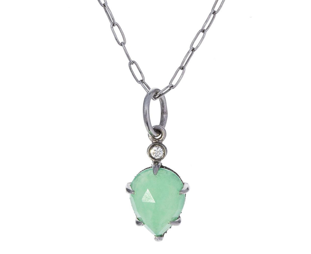 Chrysoprase Diamond Seat Charm Pendant ONLY zoom 1_cathy_waterman_platinum_diamond_chrysoprase_seat