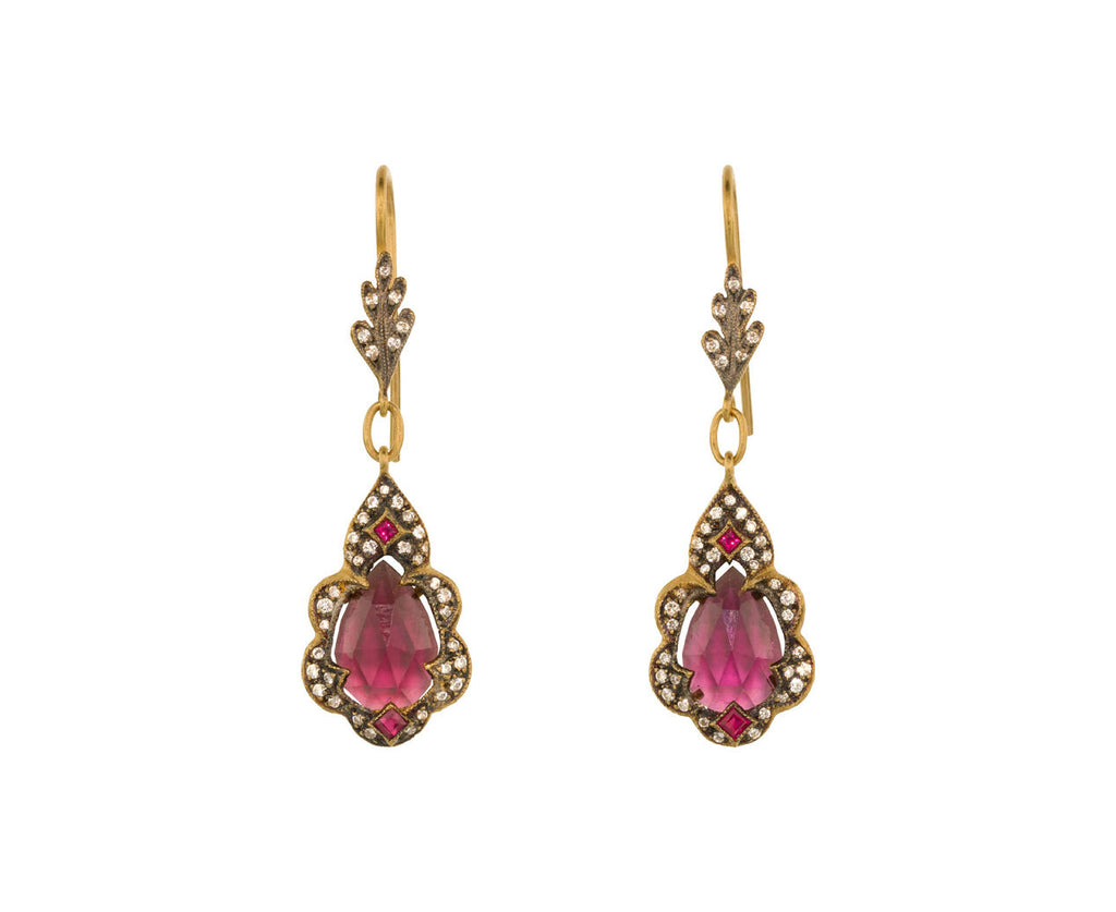Garnet Pear Arabesque Earrings zoom 1