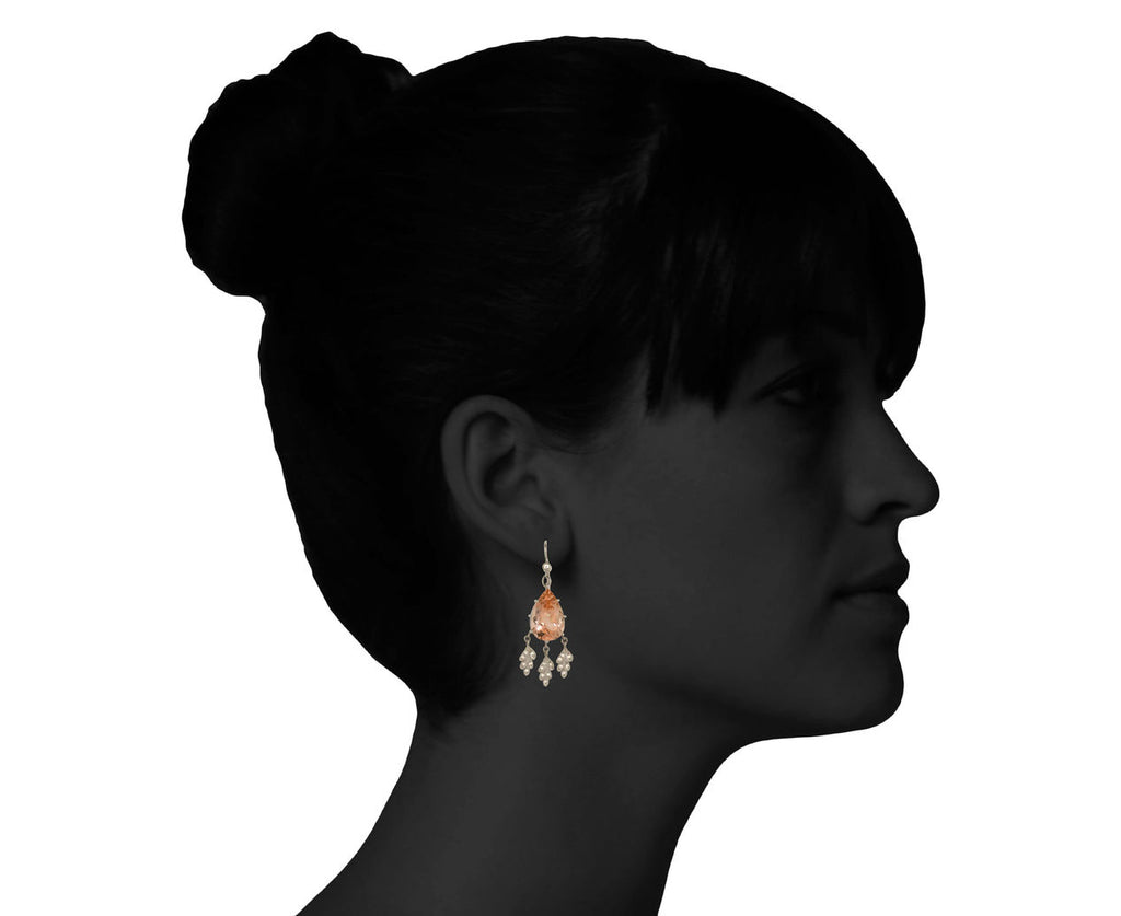 Morganite Leaf Dangle Earrings zoom 9