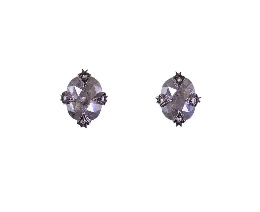 Rustic Diamond Thorn Post Earrings zoom 1_cathy_waterman_designer_platinum_rustic_dark_gra
