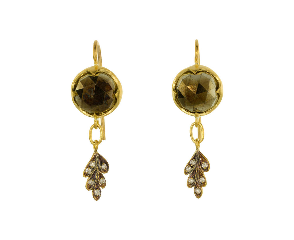 Pyrite Leaf Dangle Earrings zoom 1