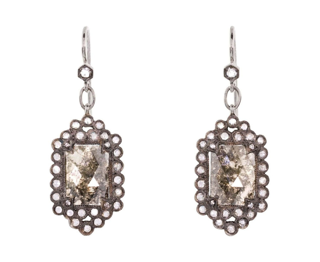 Rustic Diamond Scallop Frame Earrings zoom 1