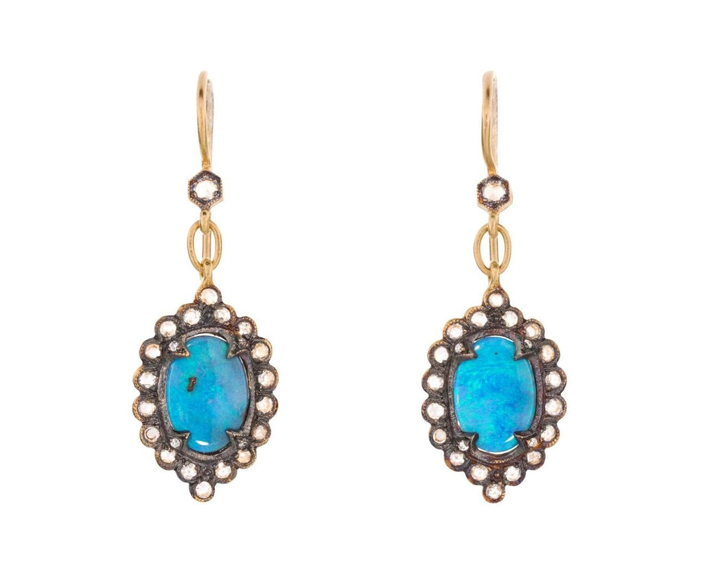Boulder Opal Scallop Frame Earrings zoom 1