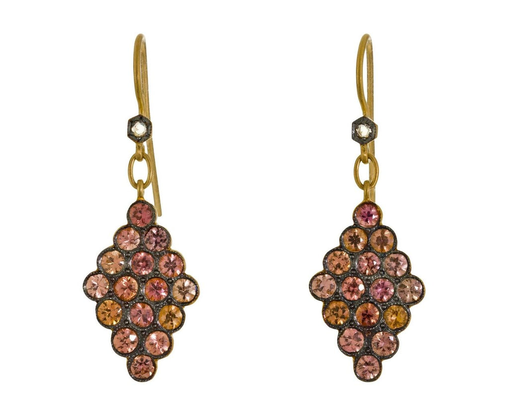 Sunset Sapphire Scalloped Diamond Earrings zoom 1