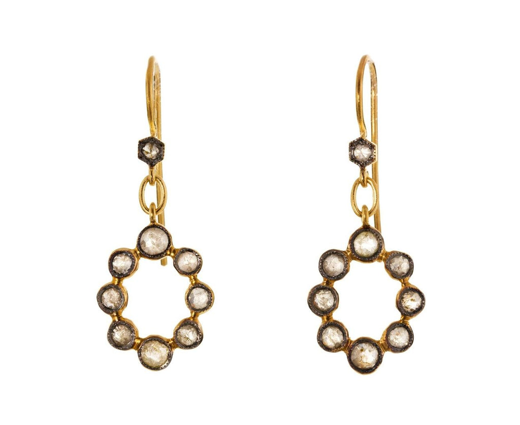 Rustic Diamond Scalloped Frame Earrings zoom 1