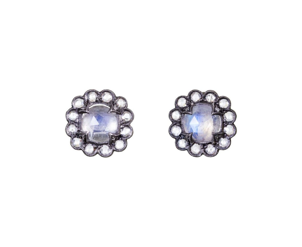 Moonstone Scallop Frame Post Earrings  zoom 1