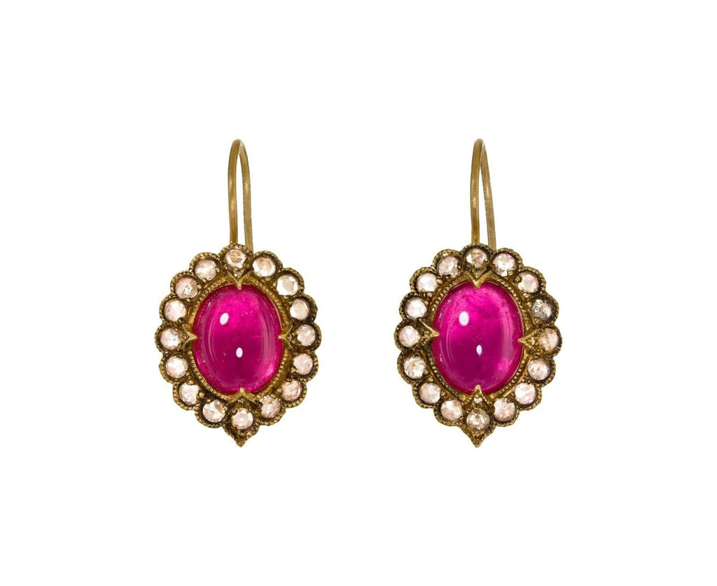 Pink Tourmaline Lace Edged Earrings zoom 1