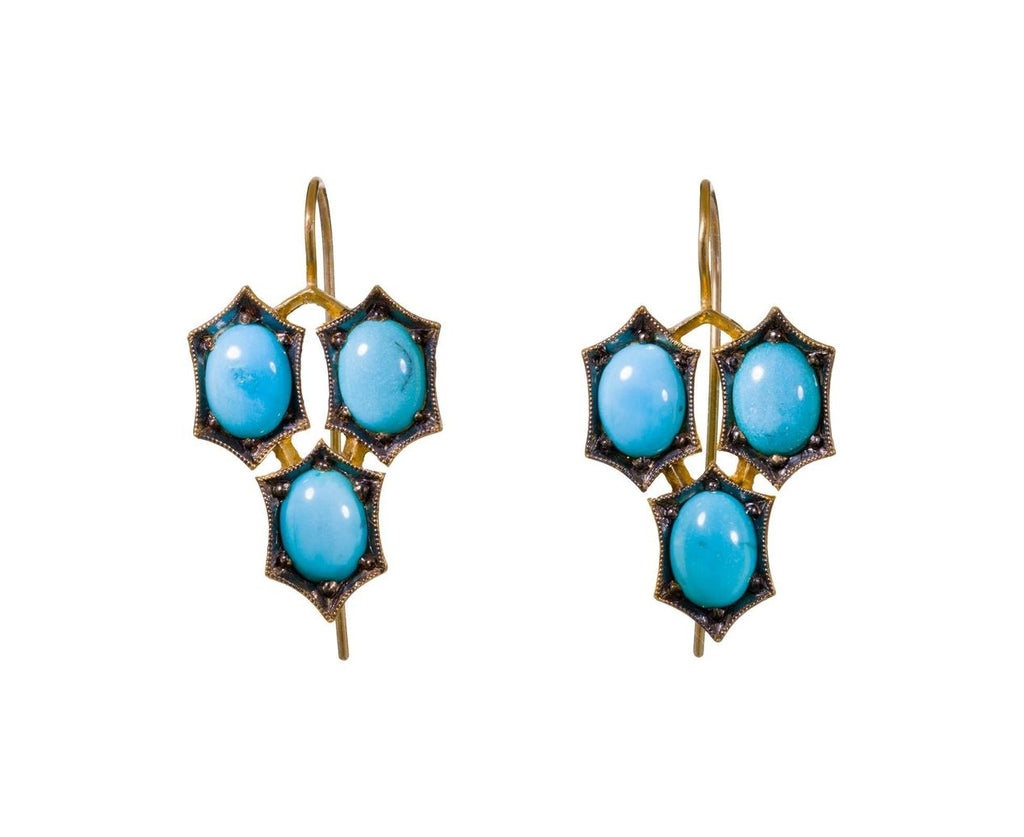 Turquoise Honeycomb Earrings zoom 1