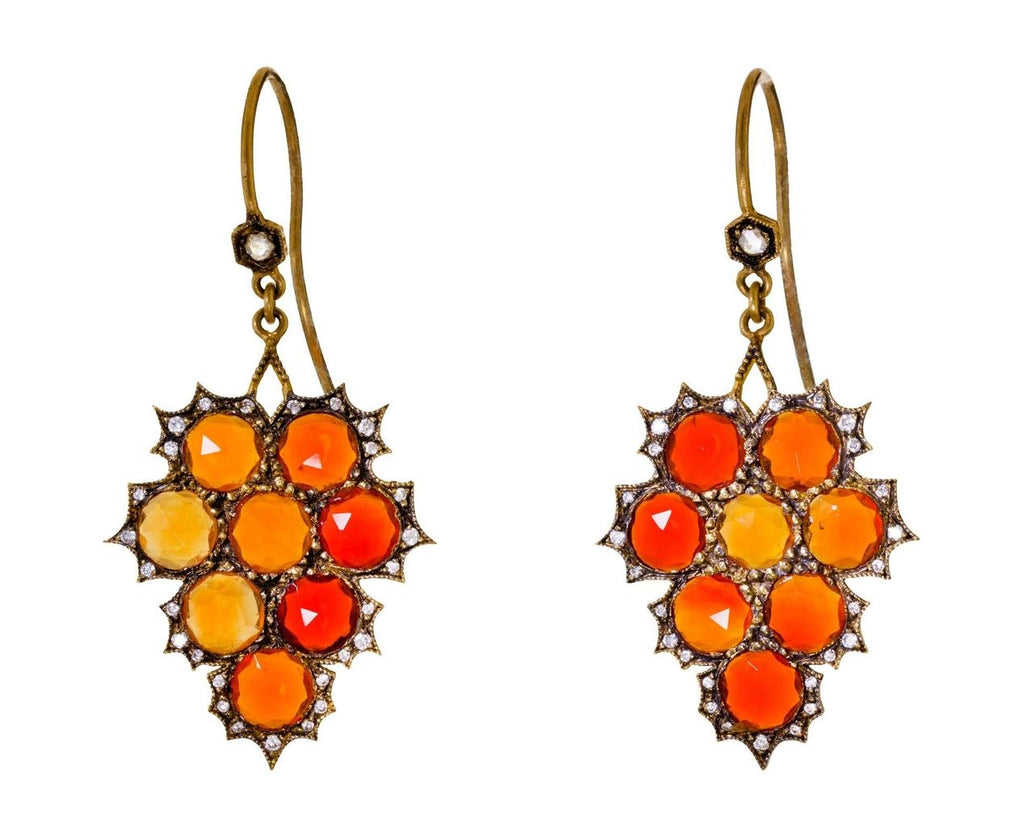 Fire Opal and Diamond Earrings zoom 1