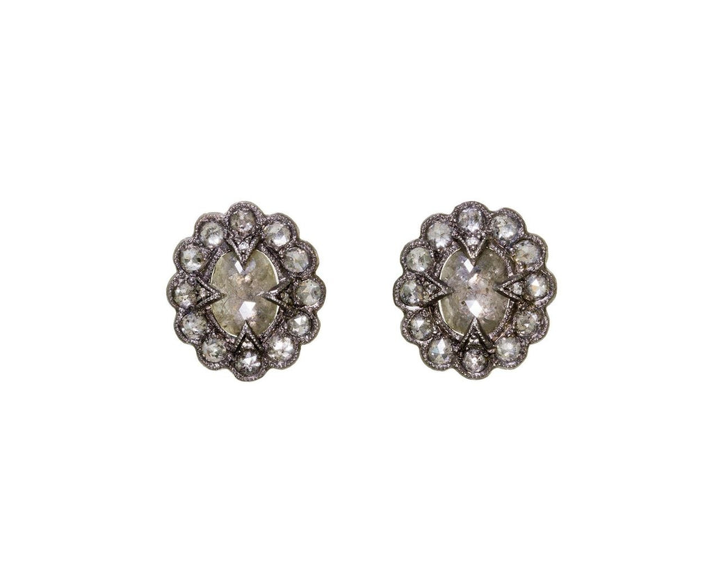 Rustic Diamond Lace Edged Earrings zoom 1