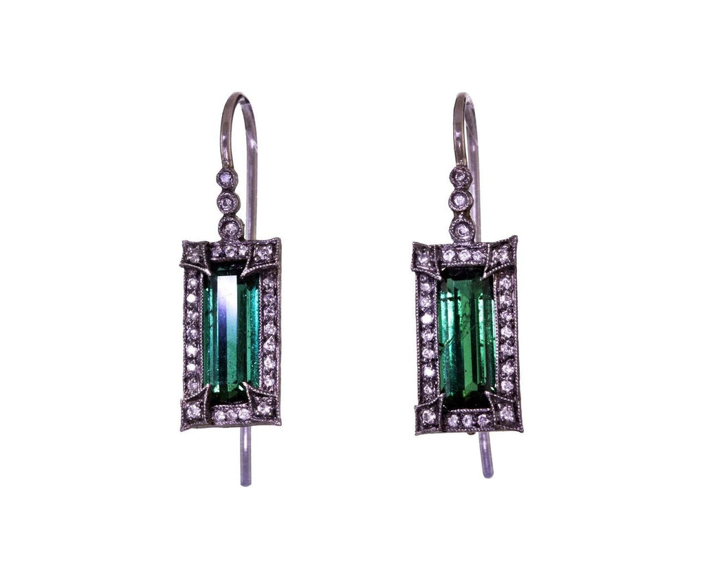 Green Tourmaline Pav� Frame Earrings zoom 1