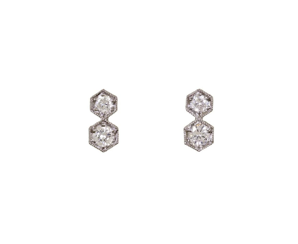 Double Hexagonal Diamond Post Earrings zoom 1-cathy-waterman-earrings