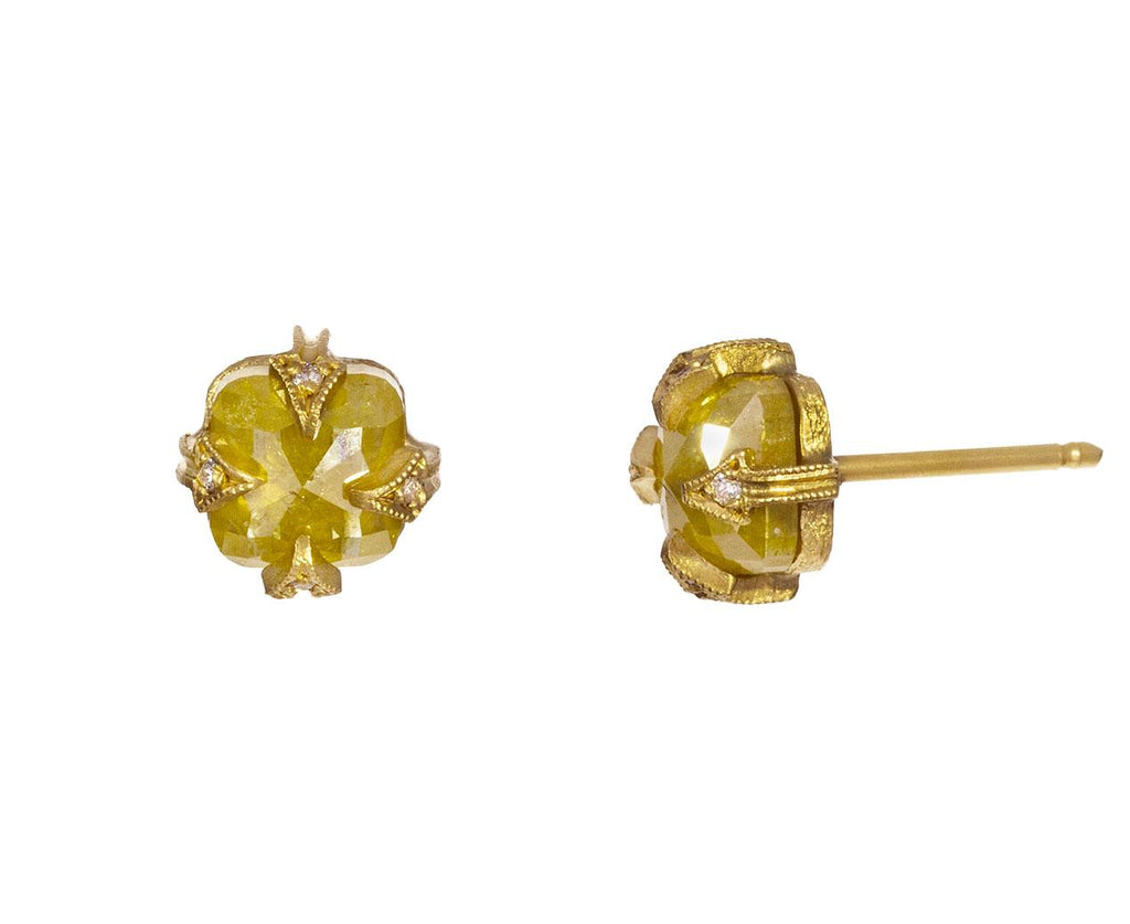 Canary Rustic Diamond Earrings zoom 1_cathy_waterman_gold_rustic_diamond_earrings