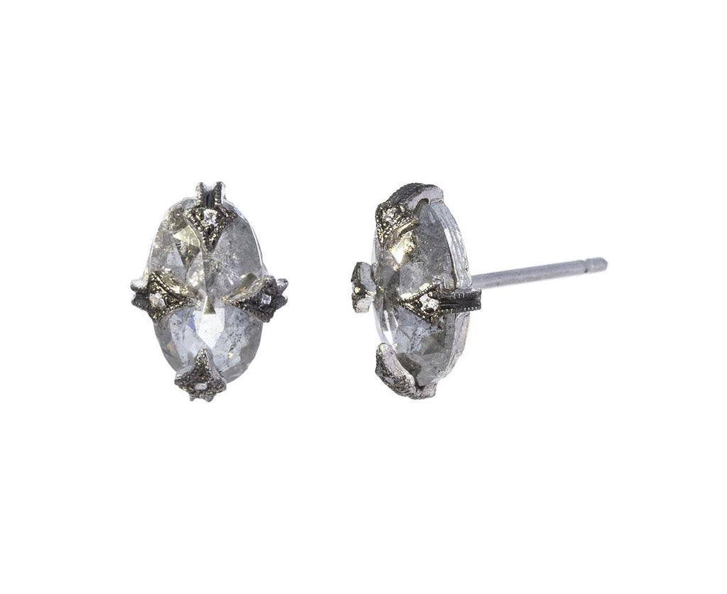 Rustic Diamond Post Earrings zoom 1_cathy_waterman_platinum_rustic_diamond_post_earr
