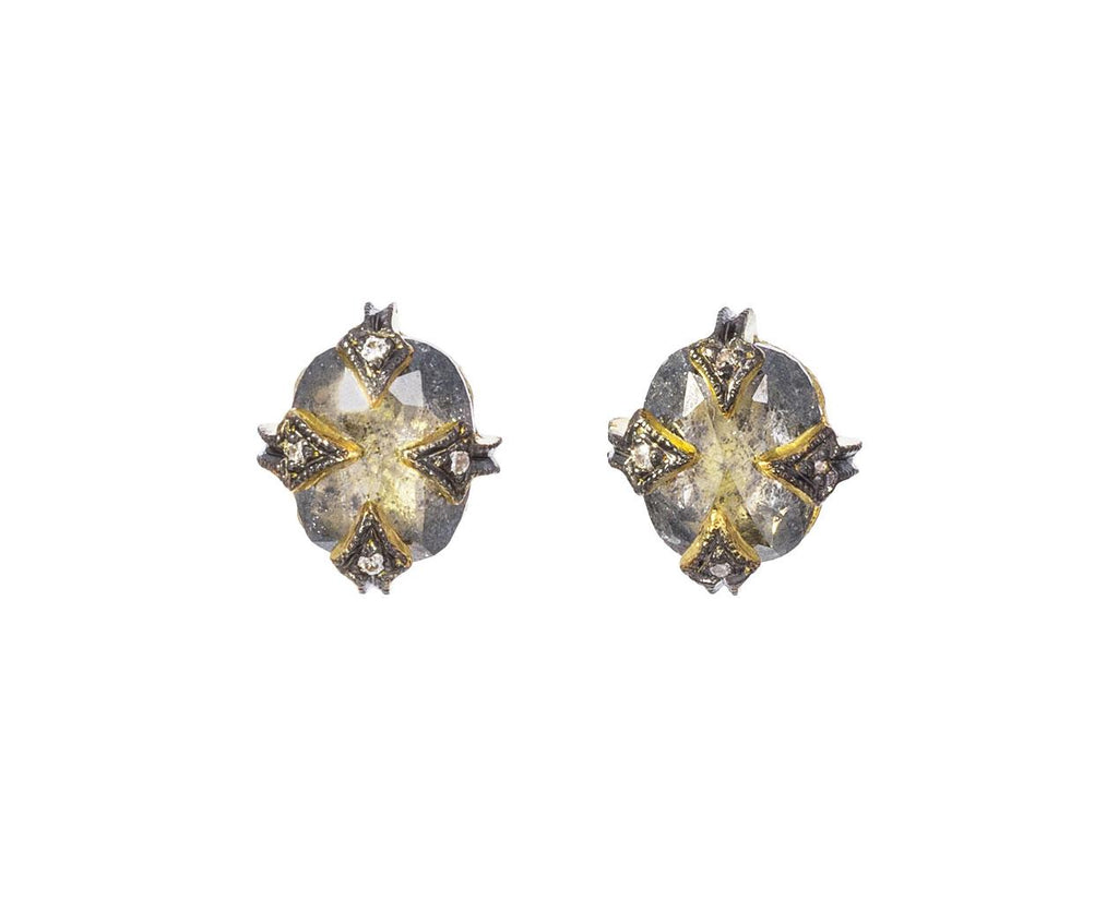 Rustic Diamond Post Earrings zoom 1_cathy_waterman_gold_rustic_diamond_stud_earrings