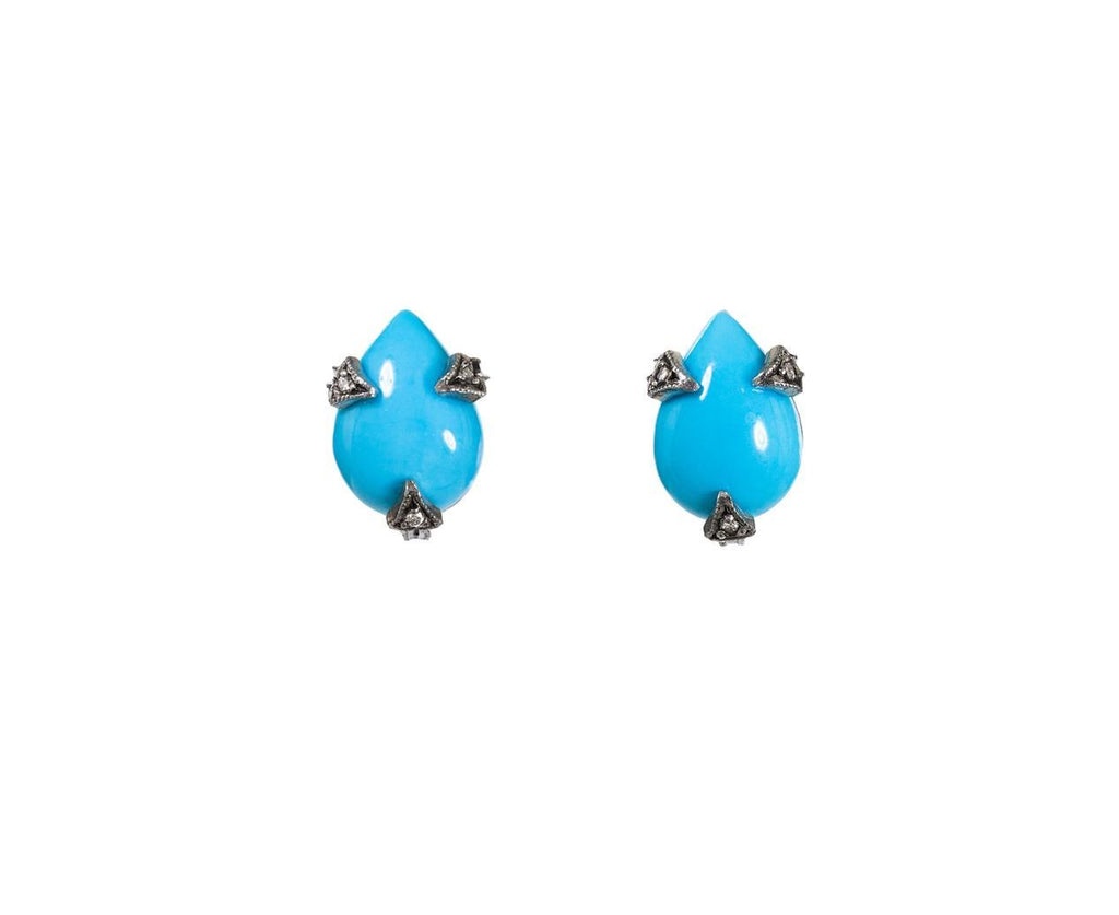 Turquoise Diamond Post Earrings zoom 1_cathy_waterman_platinum_diamond_turquoise_post_e