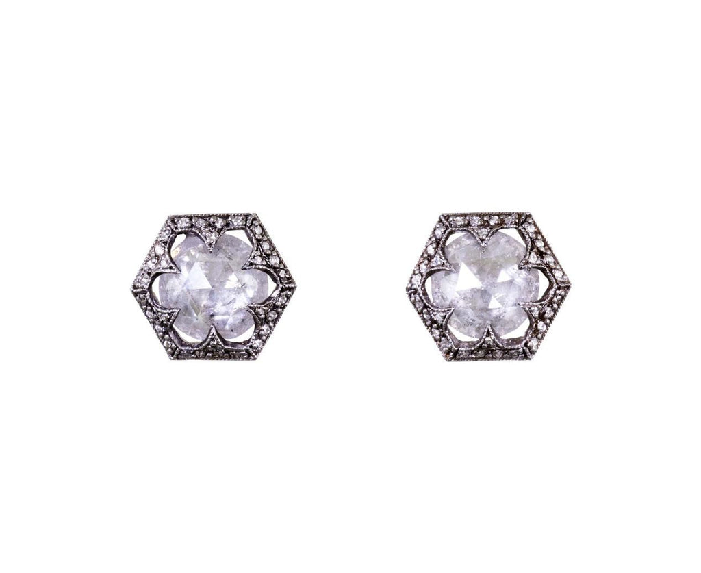 Diamond Hexagon Pav� Frame Earrings  zoom 1-cathy-waterman-earrings